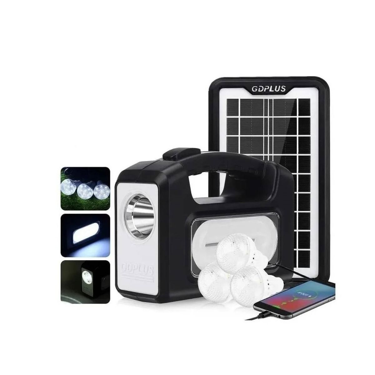 GENERICO - Kit Solar De Camping Luz Emergencia Usb 3 Ampolletas