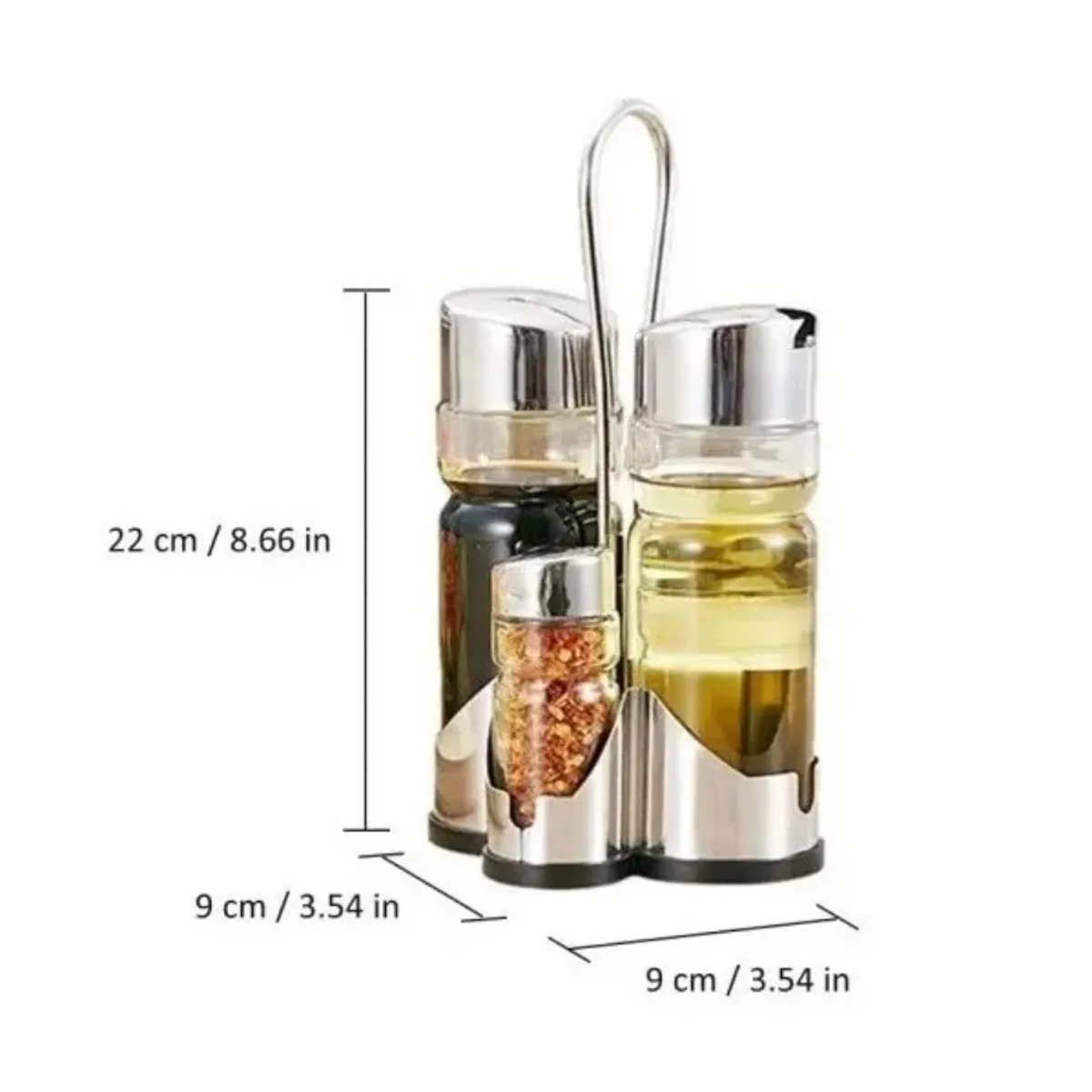 GENERICO - Set Alcuza Aceitero Salero Limon Vinagre Pimienta 4 Piezas