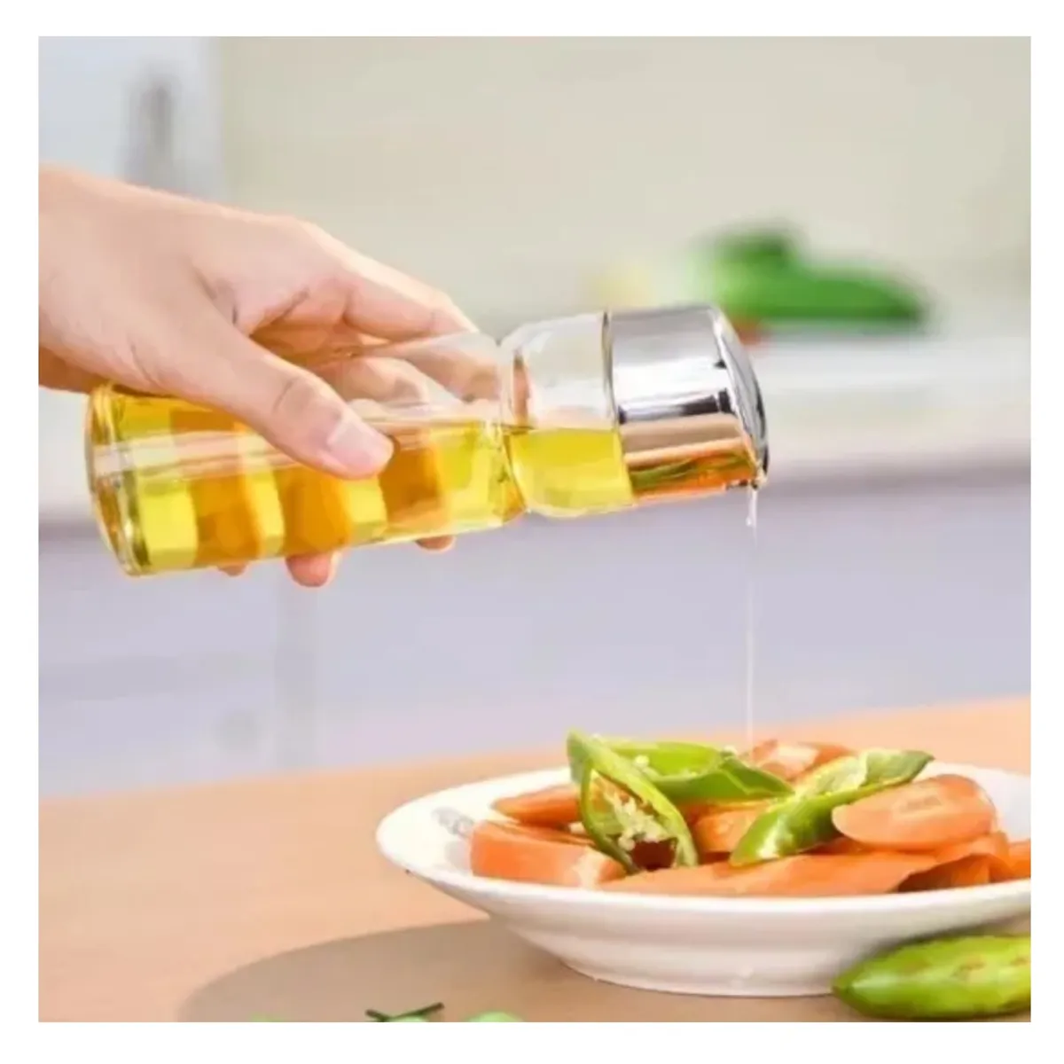 GENERICO - Set Alcuza Aceitero Salero Limon Vinagre Pimienta 4 Piezas