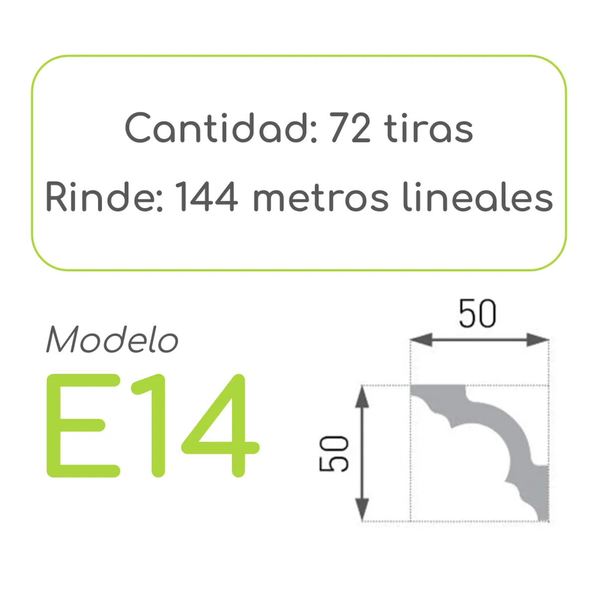 MARBET DESIGN - Cornisa E14 XPS 50x50mm x 2mt Caja 72 unidades