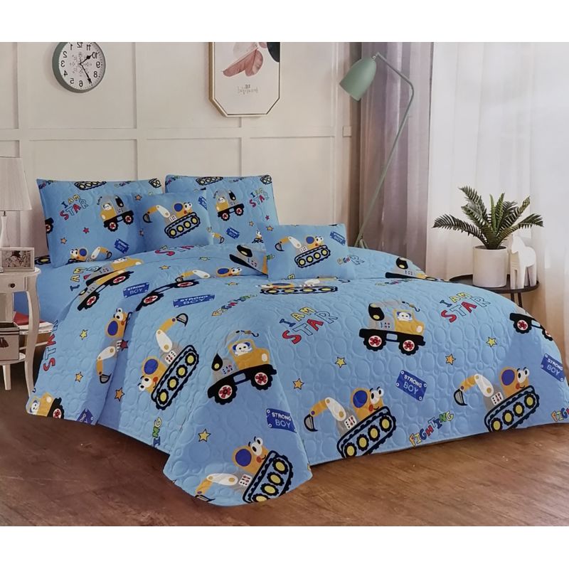 GENERICO - CUBRECAMA PLAZA Y MEDIA ESTAMPADO  INFANTIL CON FUNDA DE ALMOHADA.