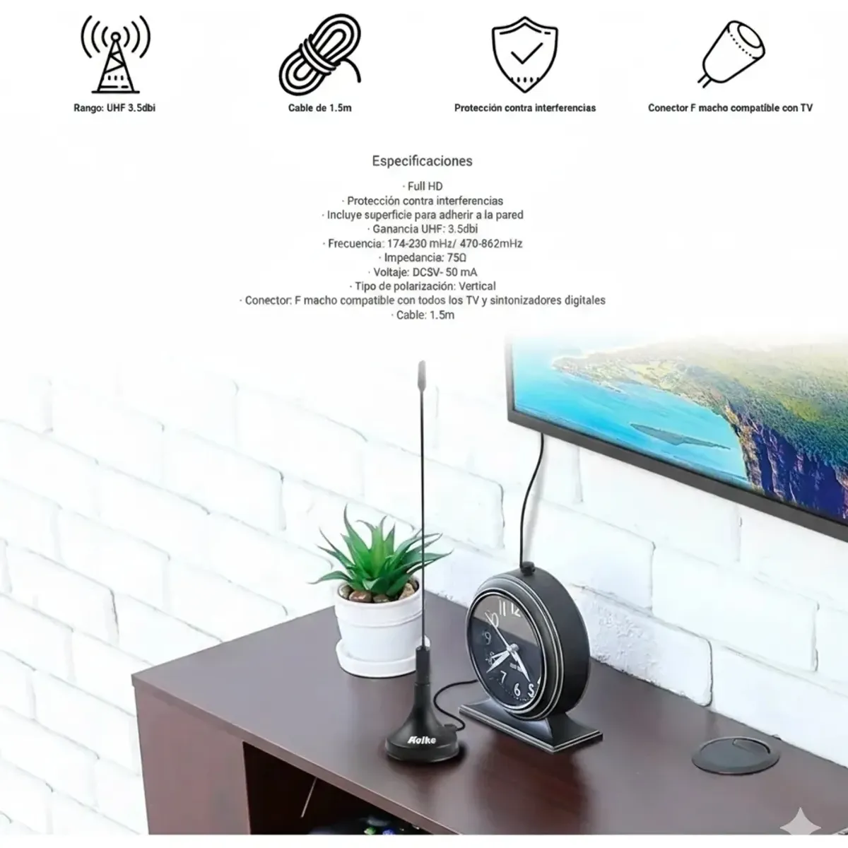 GENERICO - Antena Tv Digital Hd X3  Mini Con Base Magnetica Potente Recepcion De Señal Abierta FIGOIMPORT