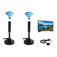 GENERICO - Pack X2 Antena Tv Digital Hd Con Iman Interior Exterior