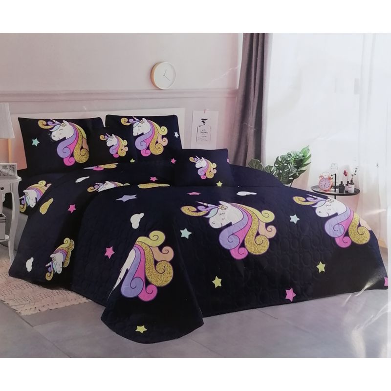 GENERICO - CUBRECAMA PLAZA Y MEDIA ESTAMPADO INFANTIL CON FUNDA DE ALMOHADA.
