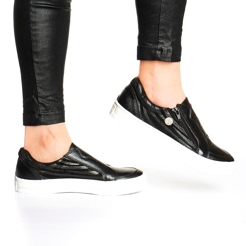 FRANCIA CORREA - Zapatilla Andes Cuero Marca Francia Correa Negro