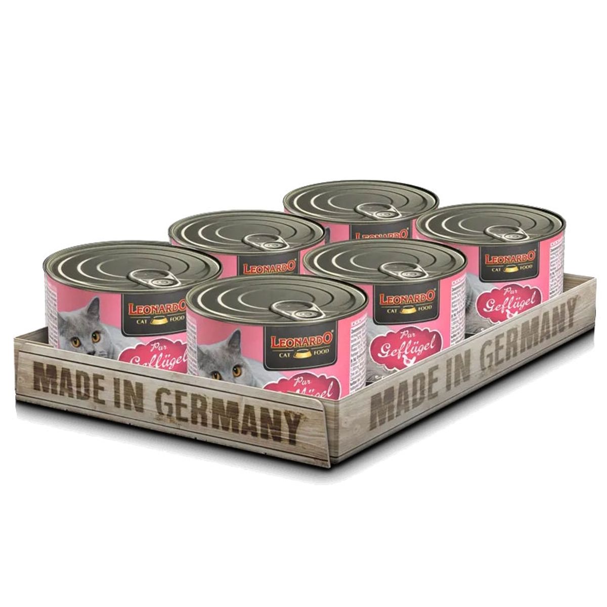 CAT FOOD LEONARDO - Alimento Leonardo Ave, Pack x 6 Latas 200gr