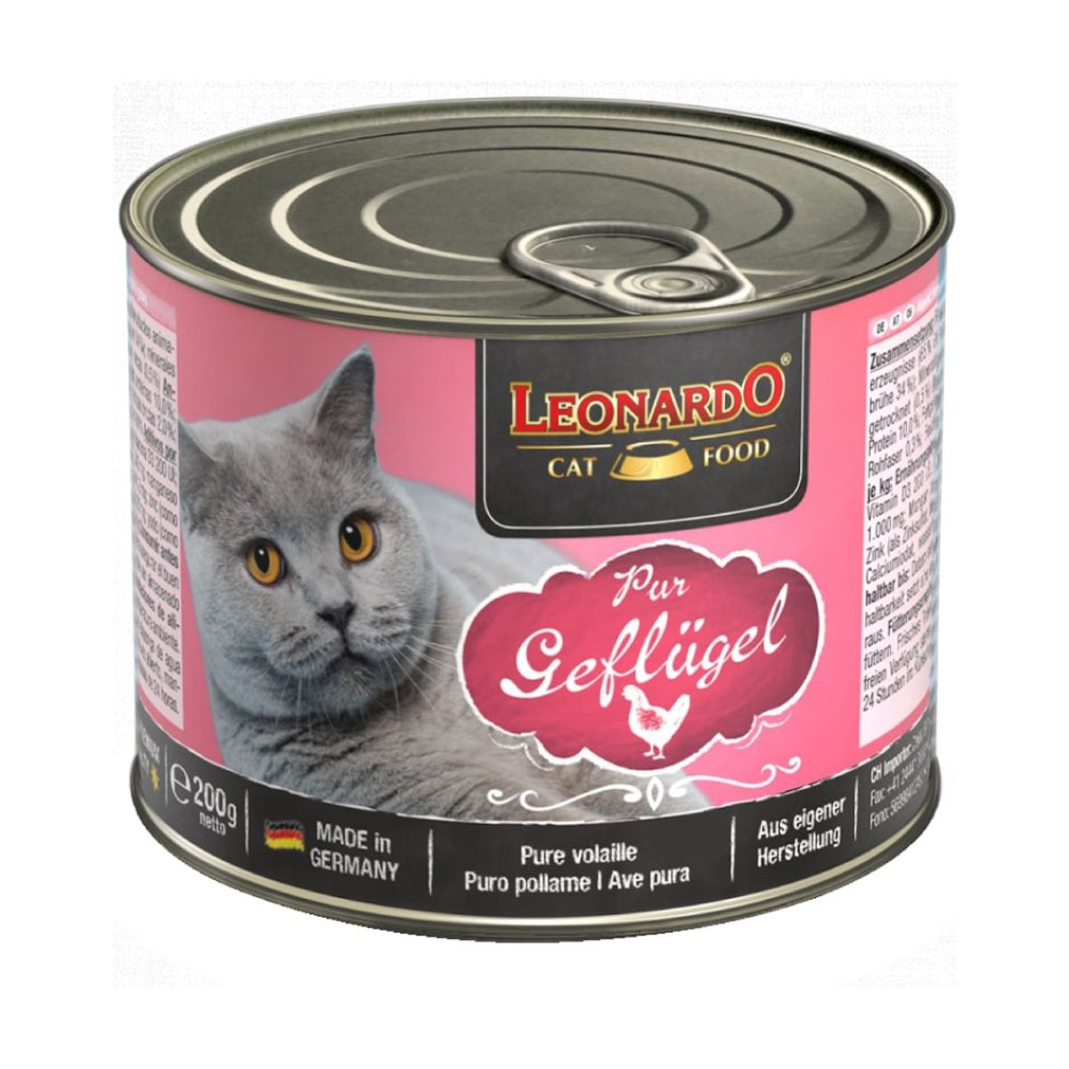 CAT FOOD LEONARDO - Alimento Leonardo Ave, Pack x 6 Latas 200gr