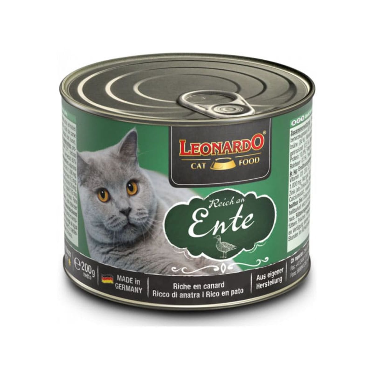 CAT FOOD LEONARDO - Alimento Leonardo Pato, Pack x 6 Latas 200gr