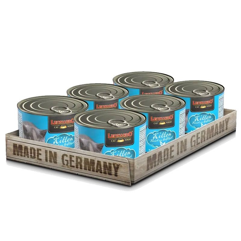 CAT FOOD LEONARDO - Leonardo Pack x 6 Latas Alimento Kitten 200gr