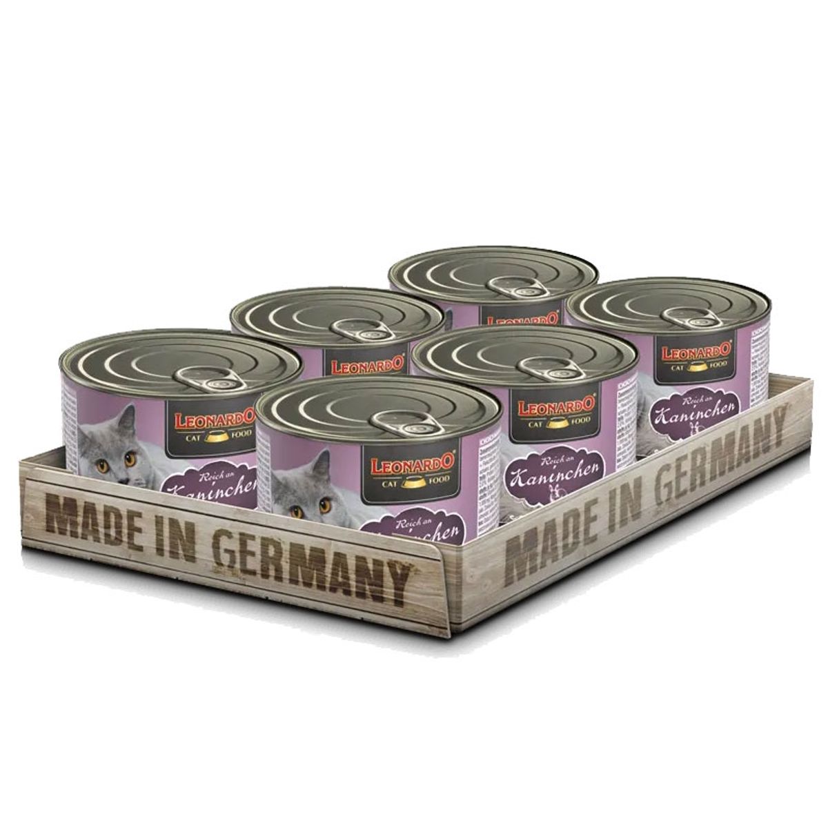 CAT FOOD LEONARDO - Alimento Leonardo Conejo, Pack x 6 Latas 200gr
