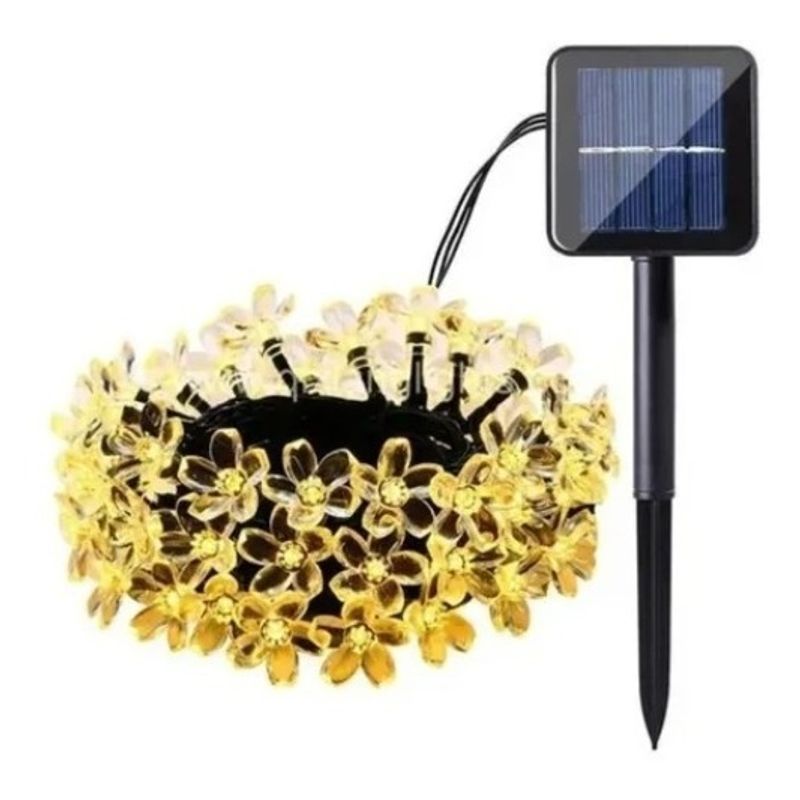 GENERICO - Luces Guirnalda Solar Flor 30 Led 5 Metros Cálida