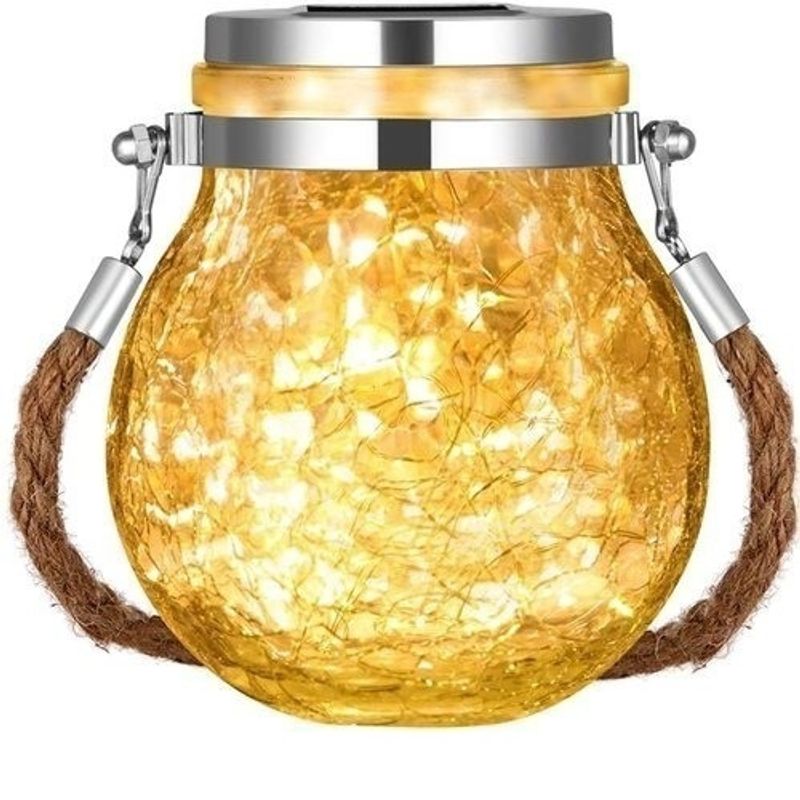 GENERICO - Lampara Colgante Solar Led Vidrio Grieta Calida