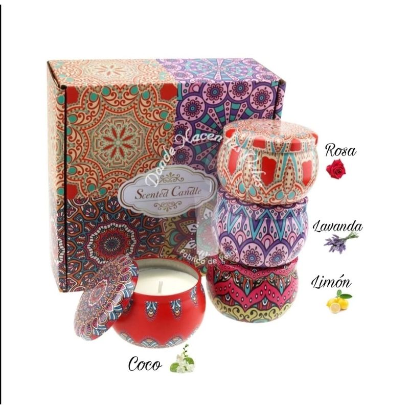 GENERICO - Velas Perfumadas Pack De 4 Con Flores Secas (m3)