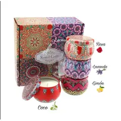 GENERICO - Velas Perfumadas Pack De 4 Con Flores Secas (m3)