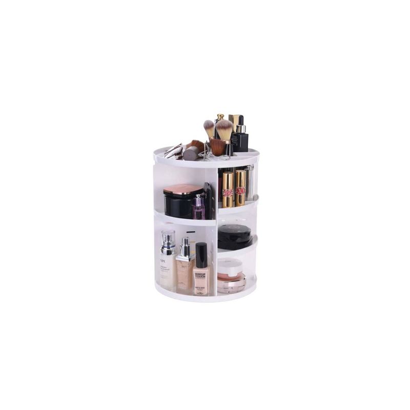 GENERICO - Organizador de Maquillaje Cosmetiquero Giratorio BLANCO