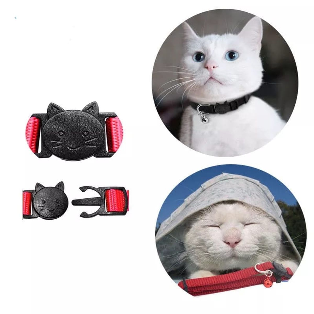 GENERICO - Collar Para Gato Anti Ahorque Ajustable Negro Con Cascabel