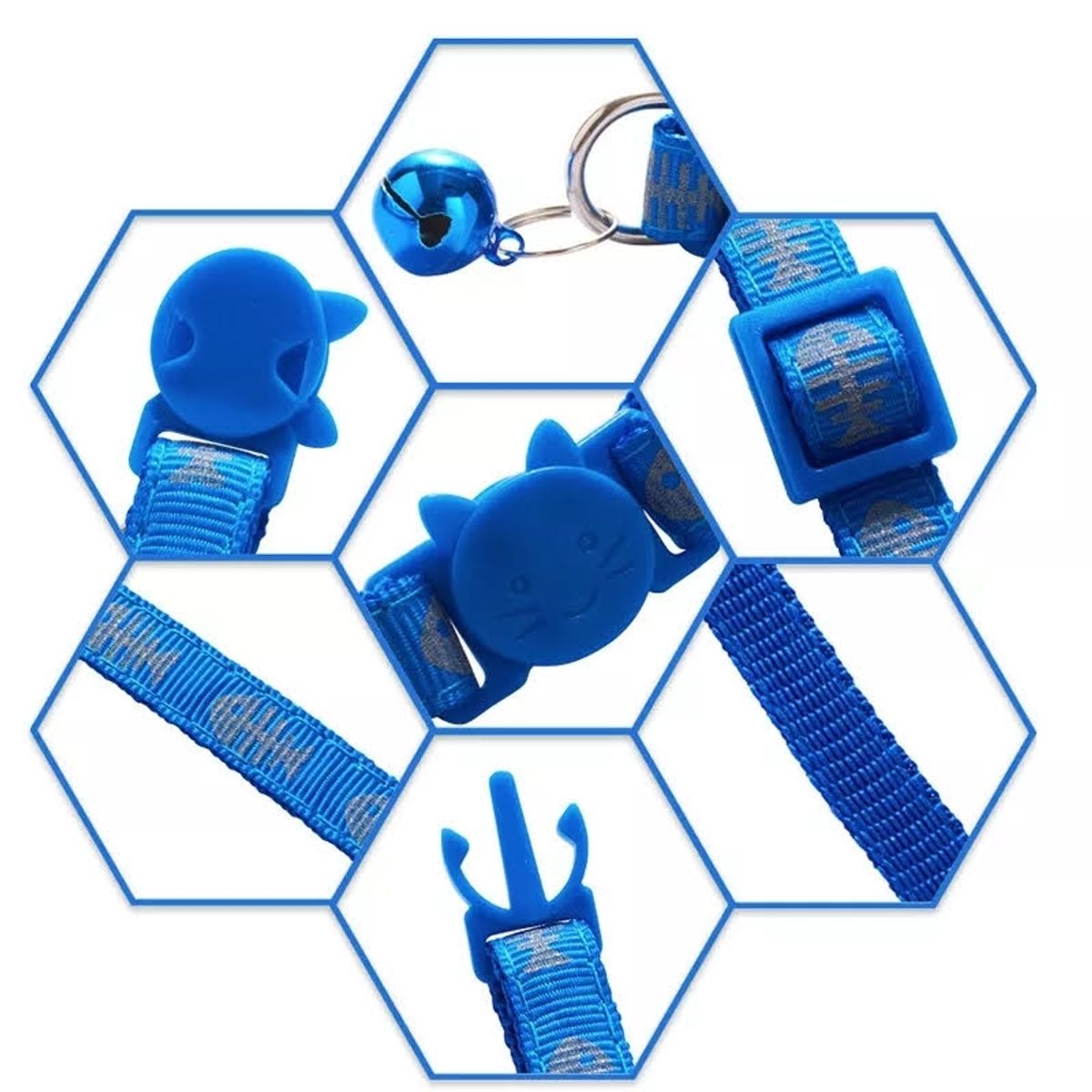 GENERICO - Collar Para Gato Anti Ahorque Ajustable Celeste Con Cascabel