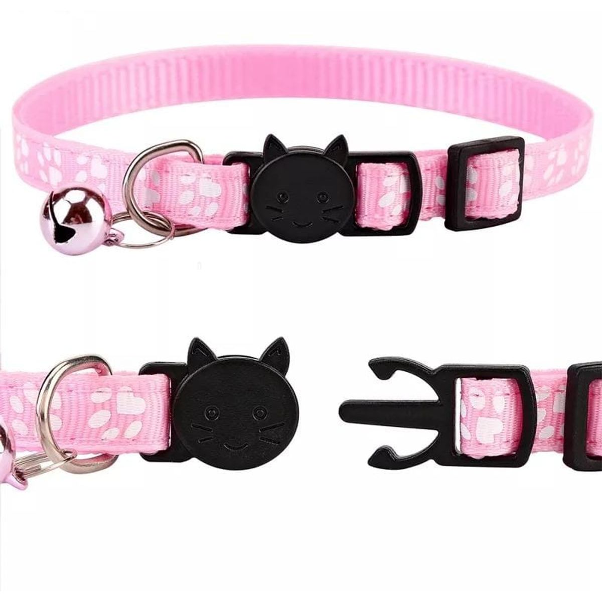 GENERICO - Collar Para Gato Anti Ahorque Ajustable Rosa Con Cascabel