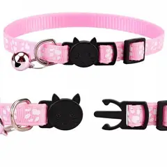 GENERICO - Collar Para Gato Anti Ahorque Ajustable Rosa Con Cascabel