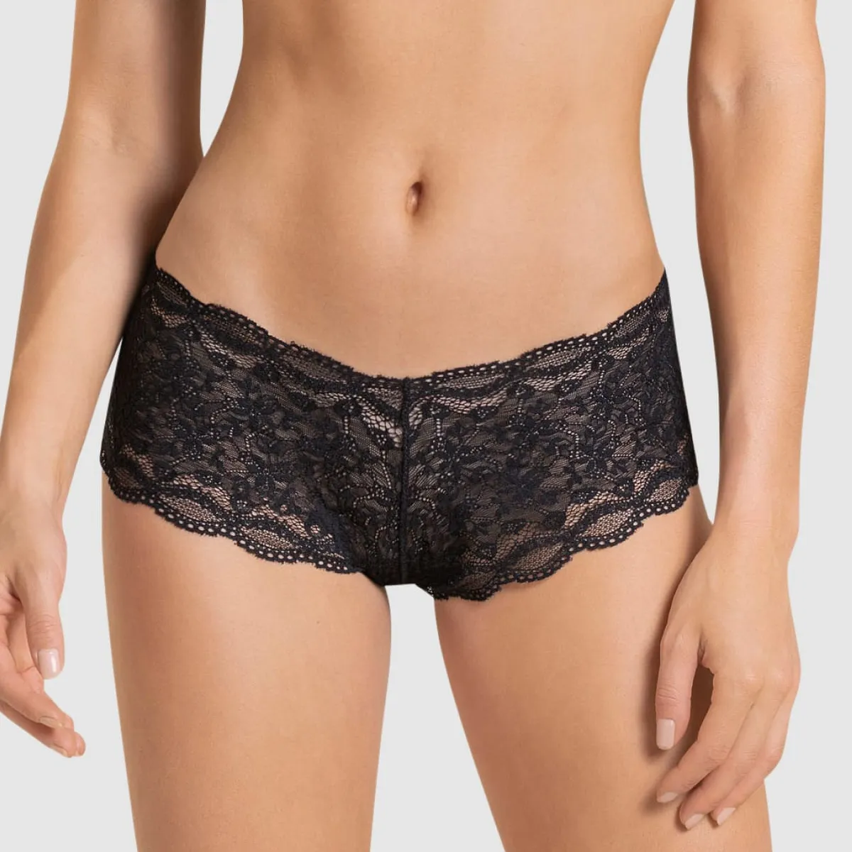 LEONISA - Calzón pantaleta en encaje y refuerzo en algodón 72264 Negro