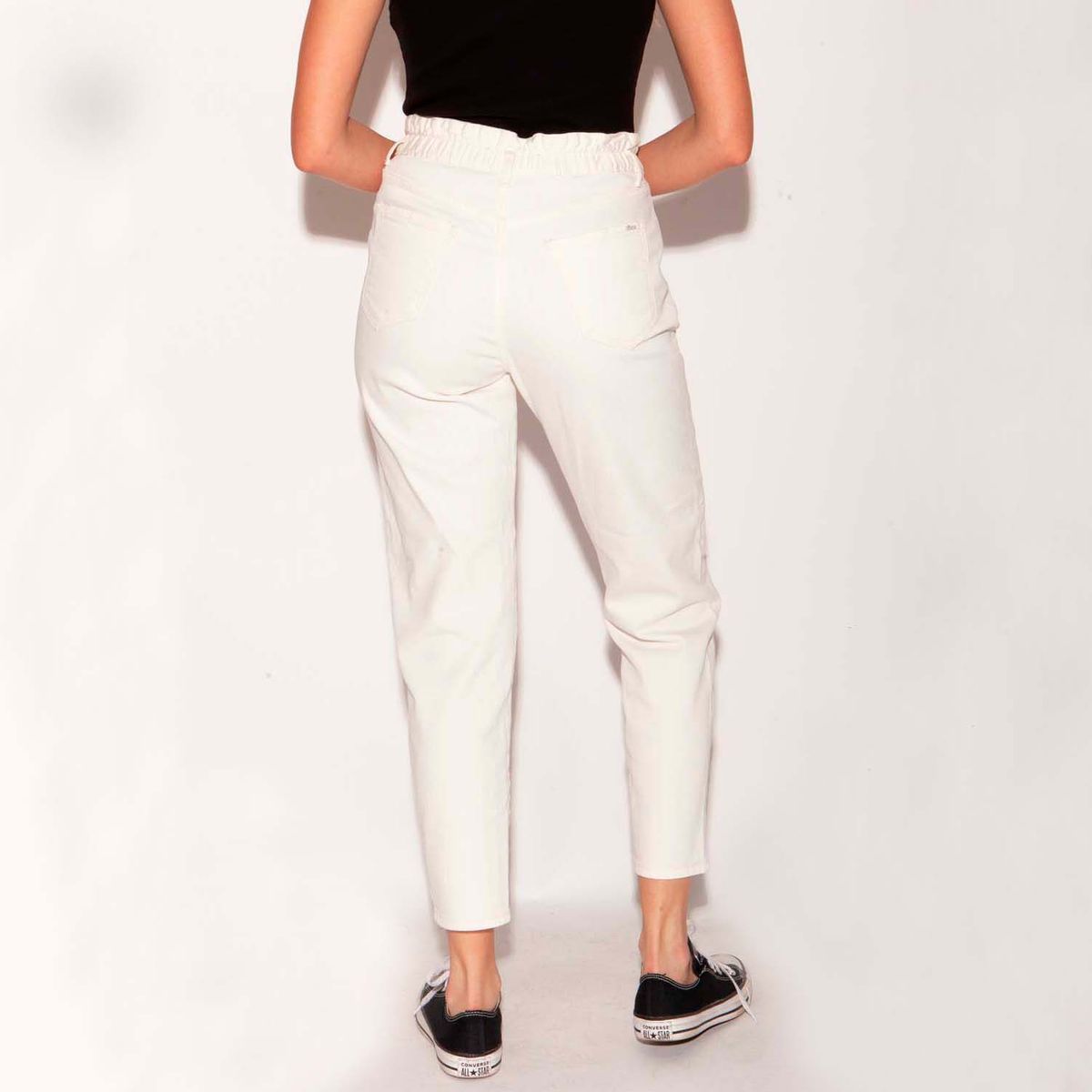 MOMCHIC - Jeans Flare Paper Bag Crudo