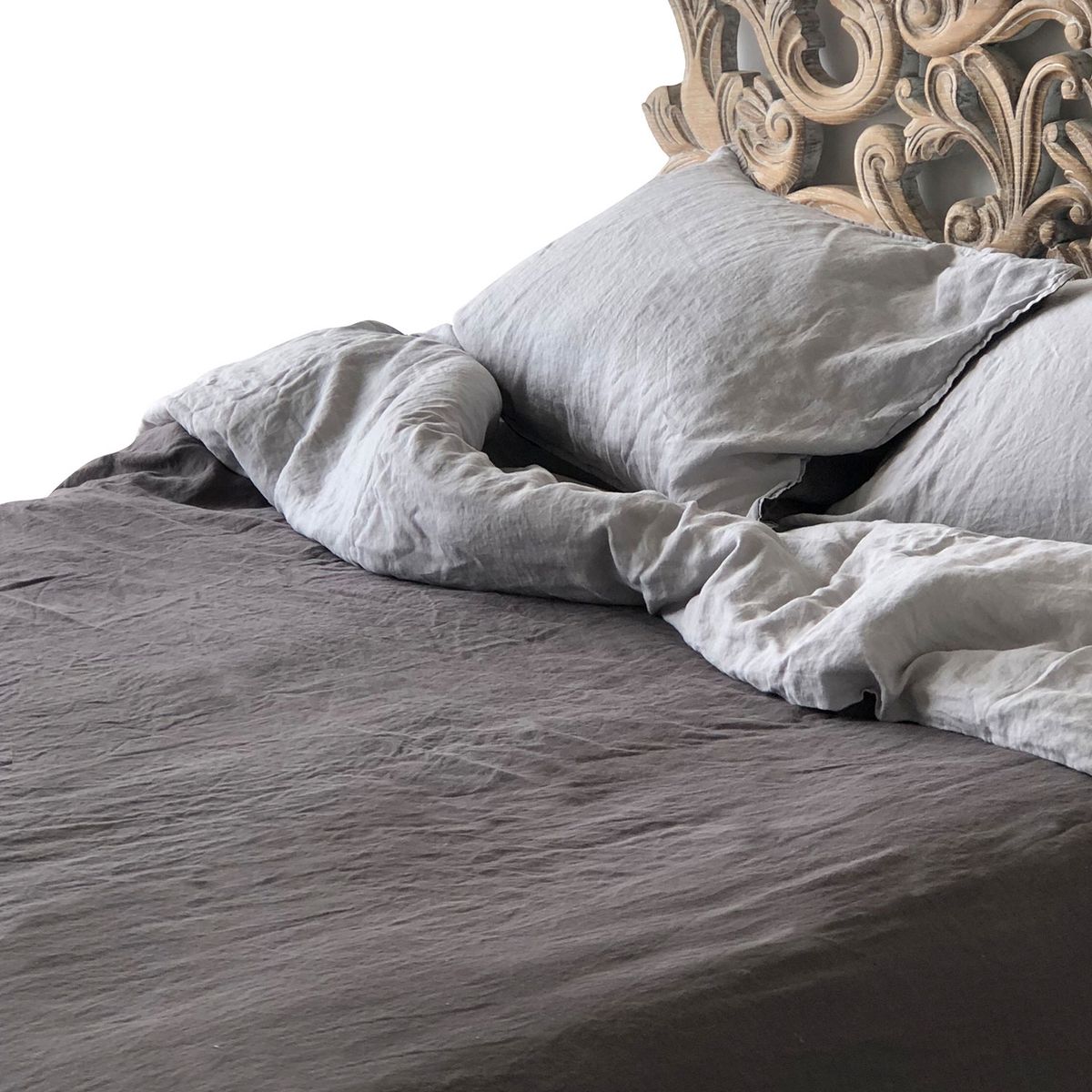 NATURALINO - Funda de Plumón Lino Reversible - Grises - 1 Plaza - Naturalino