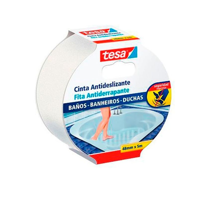 TESA - Tesa Cinta Antideslizante Transparente 5m X 25 Mm, Baños