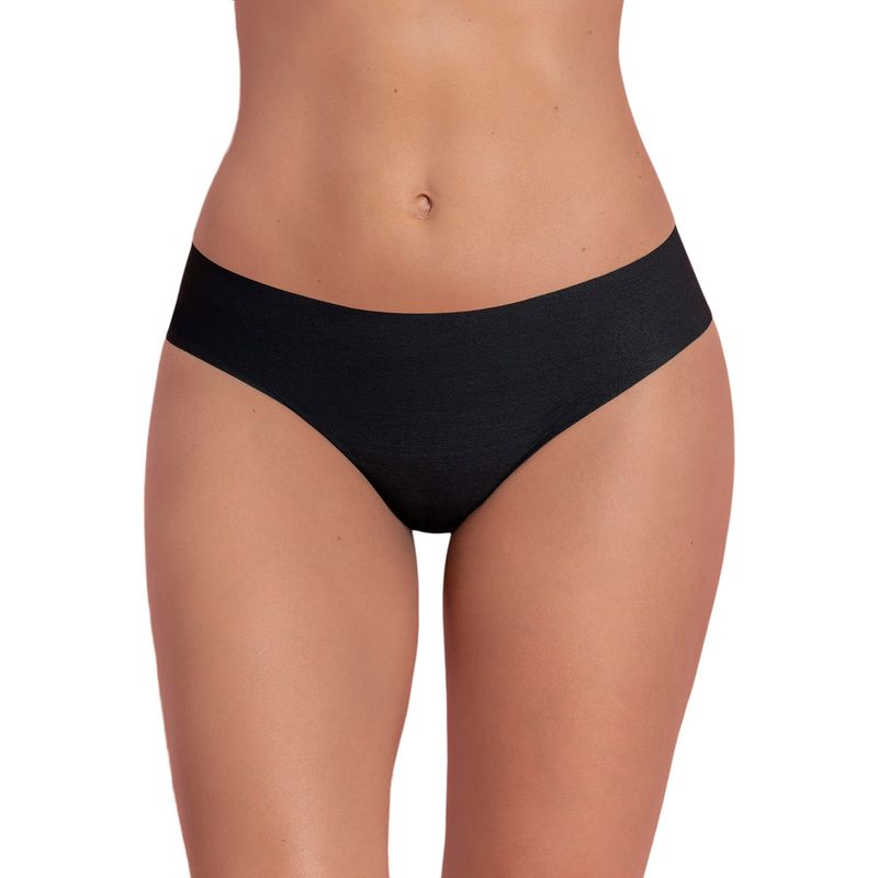 LEONISA - Calzón colaless invisible ultraplano sin elásticos y de pocas costuras 012720 Negro