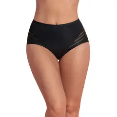 LEONISA - Calzón faja clásico con control moderado de abdomen y bandas en tul 012903 Negro