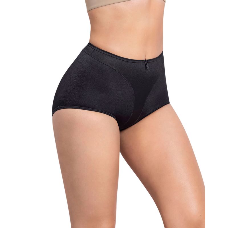 LEONISA - Calzón clásico tiro alto de control de abdomen 01214 Negro