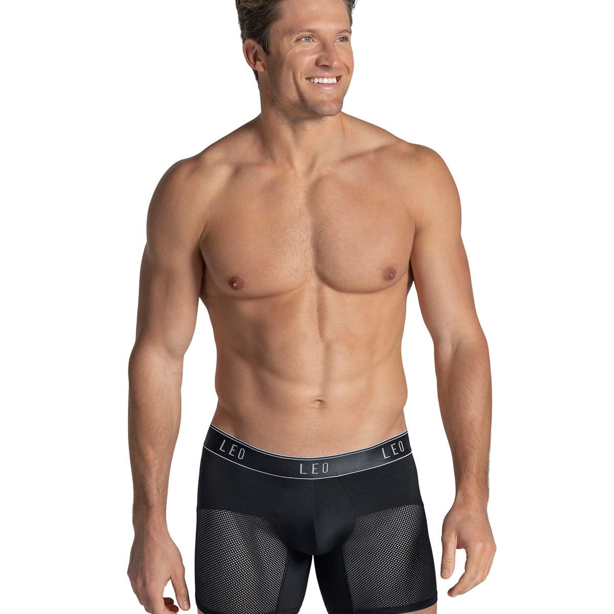 LEO - Ropa Interior Masculina 033272N Boxer Deportivo Negro