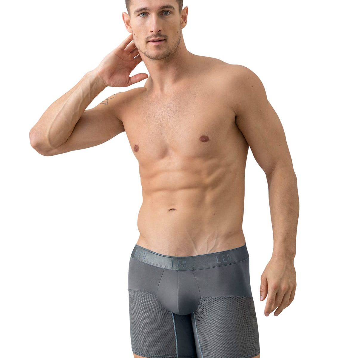 LEO - Ropa Interior Masculina 033272N Boxer Deportivo Gris