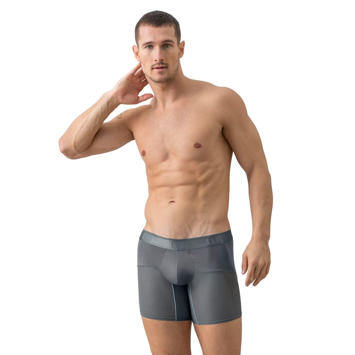 LEO - Ropa Interior Masculina 033272N Boxer Deportivo Gris