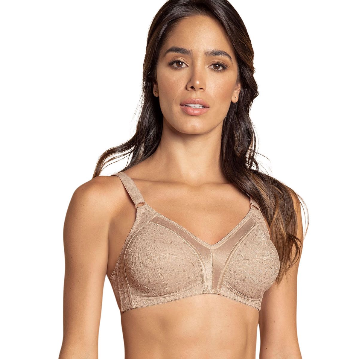 LEONISA - Sostén con copas completas en encaje de buen cubrimiento 71239 Café Claro