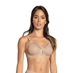 LEONISA - Sostén con copas completas en encaje de buen cubrimiento 71239 Café Claro