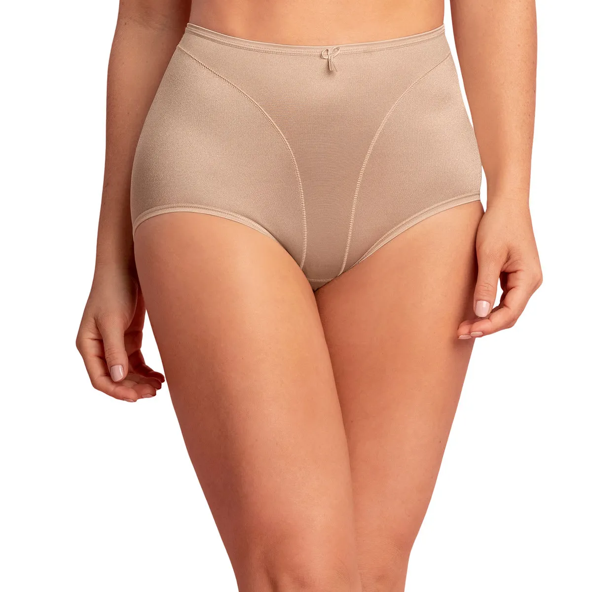 LEONISA - Calzón clásico tiro alto de control de abdomen 01214 Beige
