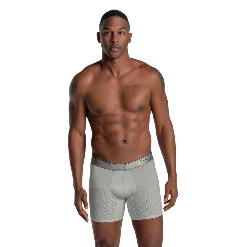 LEO - Ropa Interior Masculina 033272N Boxer Deportivo Gris Claro