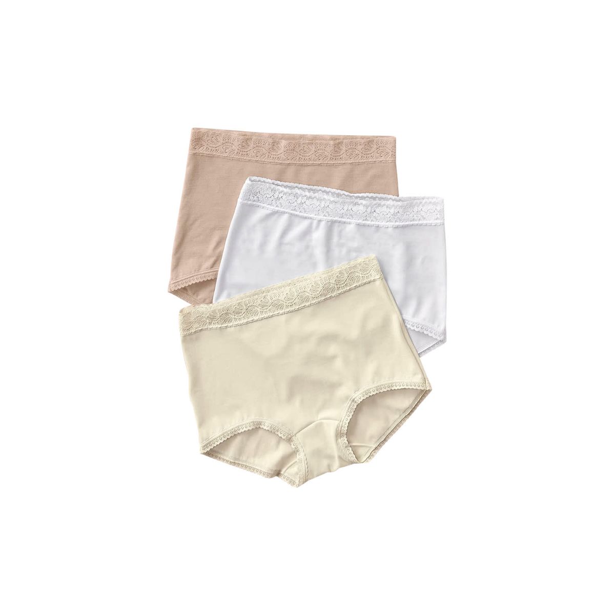 LEONISA - Pack x 3 calzones clásicos con toques de encaje 118X3 Beige