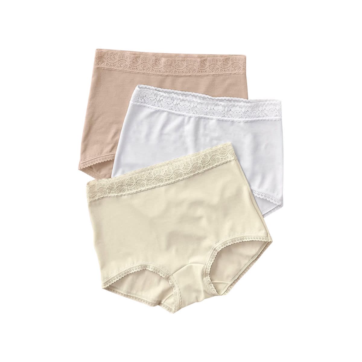 LEONISA - Pack x 3 calzones clásicos con toques de encaje 118X3 Beige