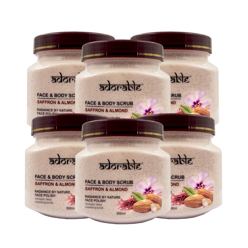 ADORABLE - Pack 6 Uds Exfoliante Cuerpo Y Rostro Azafran-almendra 300ml - Turquesa