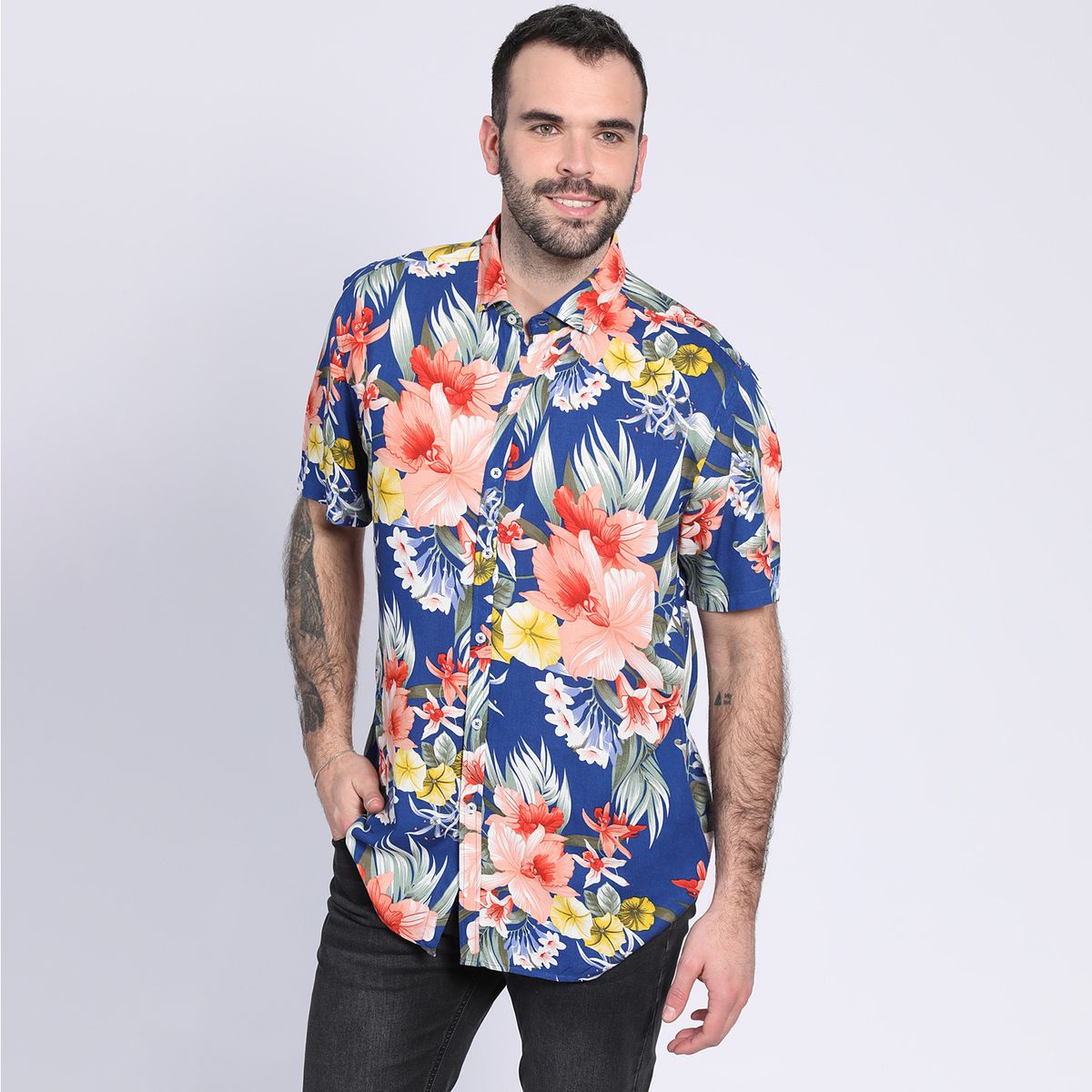 POTROS - Camisa Guayabera Habana Azul POTROS