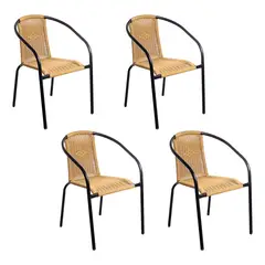 NOVAHUS - Pack 4 Sillas de Terraza Maceio Beige
