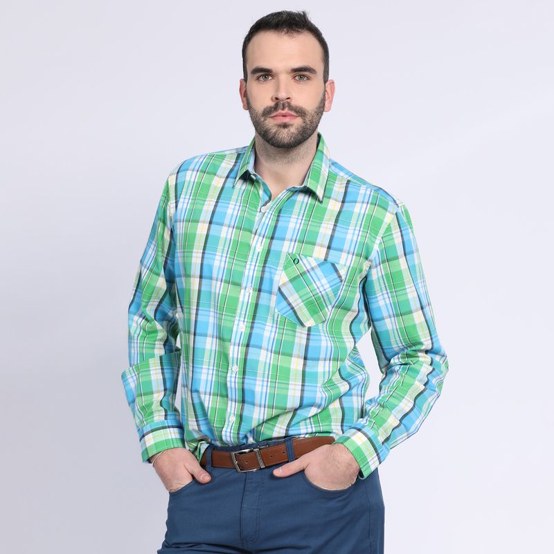 POTROS - Camisa Trevira Check Verde POTROS