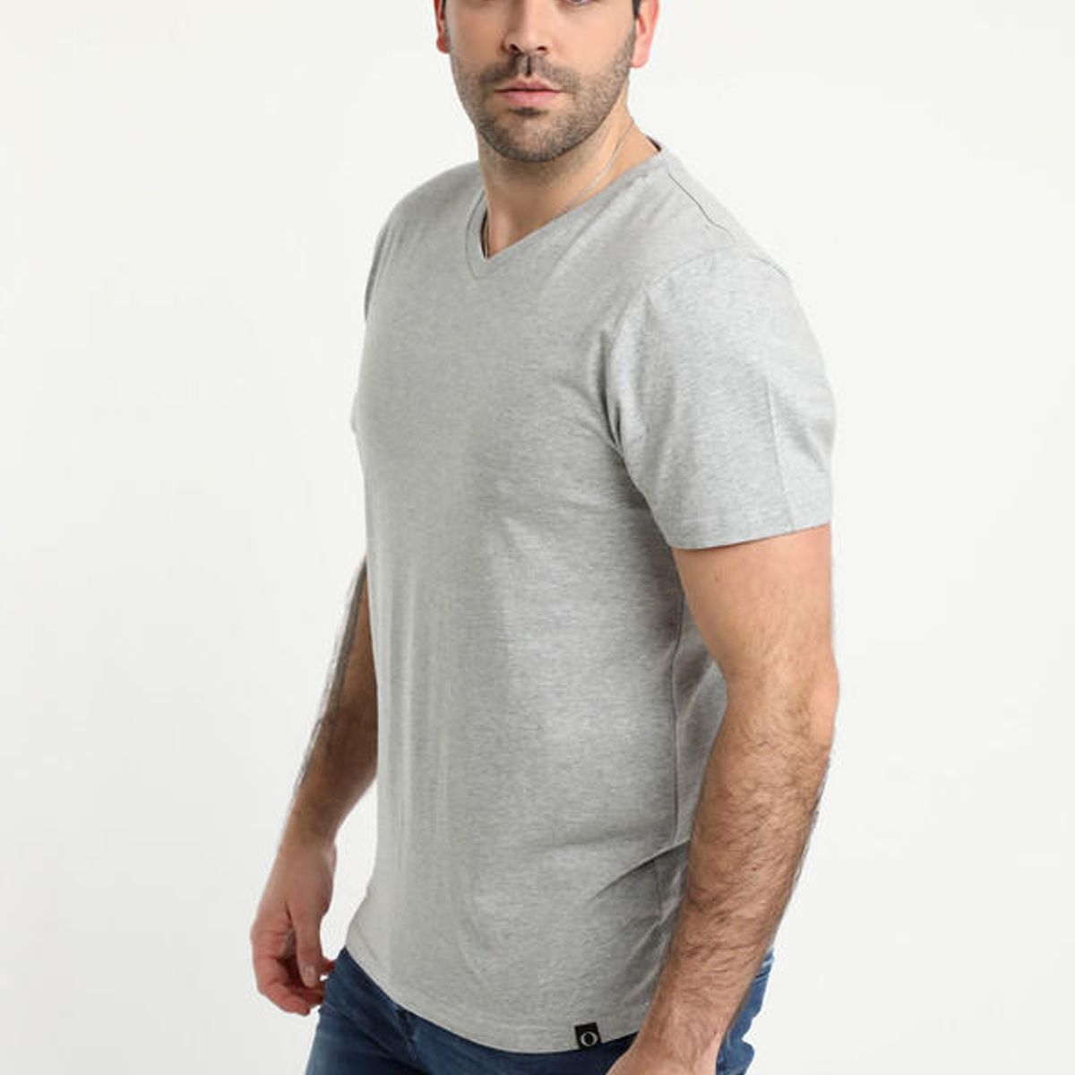 POTROS - Polera Cuello V Gris POTROS