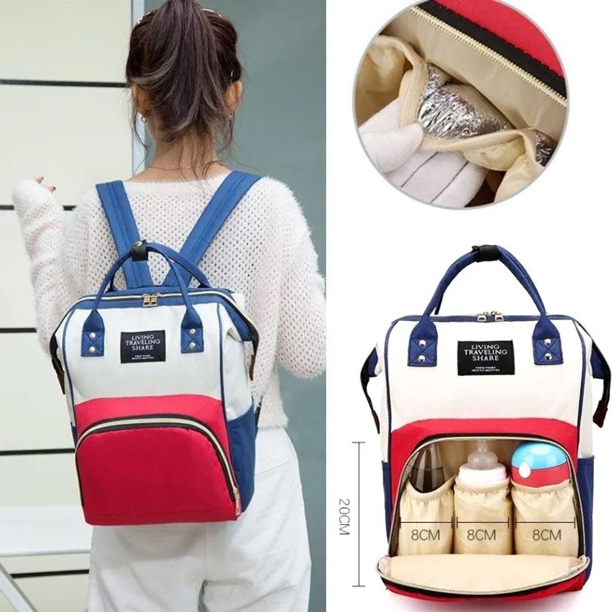 GENERICO - Mochila Pañalera Bebé Mamá Bolso Maternal