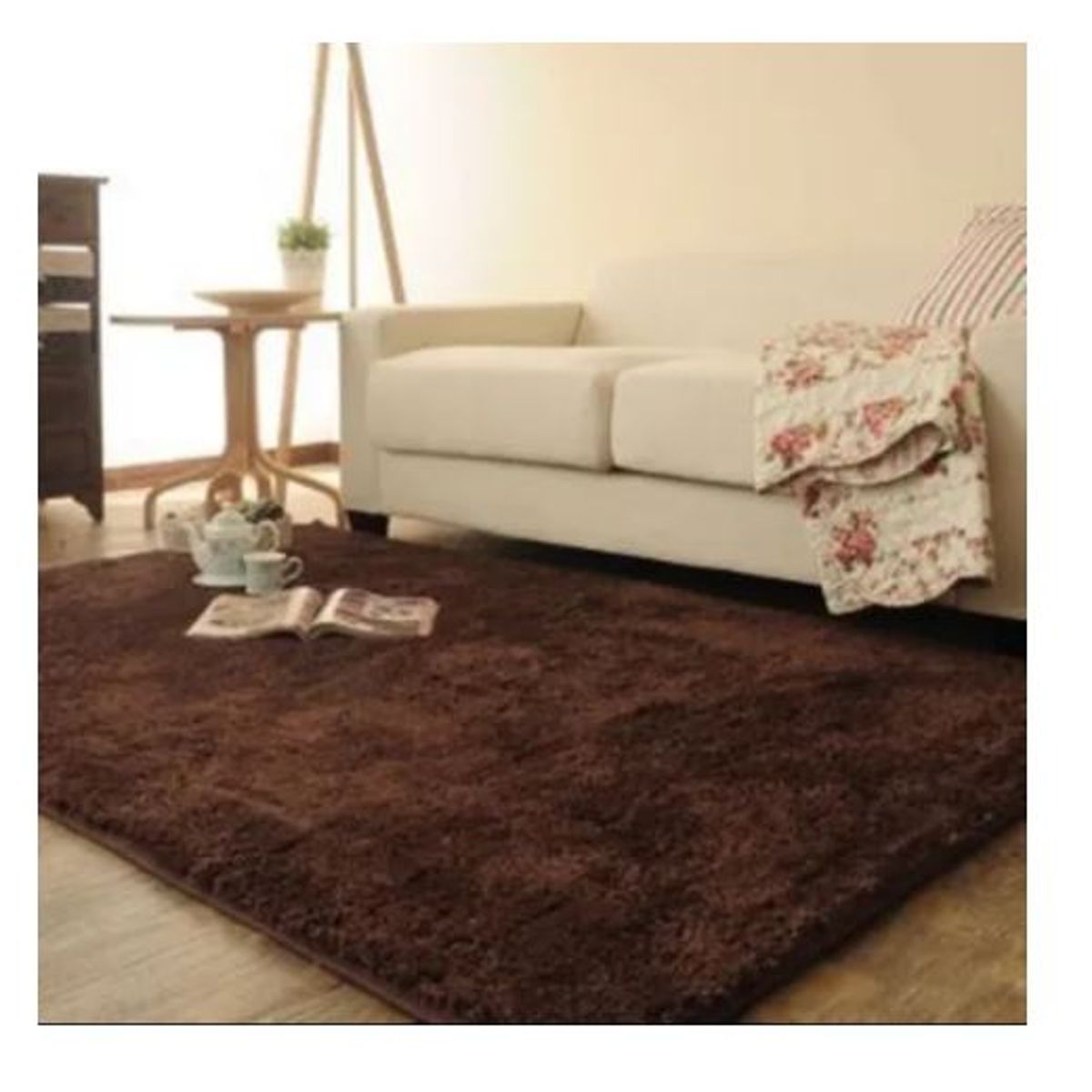 GENERICO - Alfombra peluda tipo Shaggy 240cm x 200cm Café