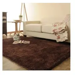 GENERICO - Alfombra peluda tipo Shaggy 180cm x 200cm Café