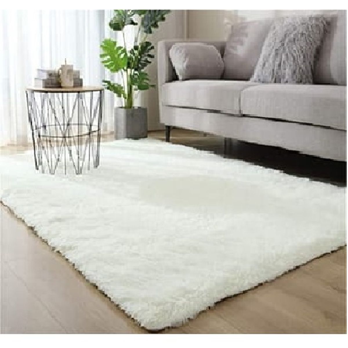 GENERICO - Alfombra peluda tipo Shaggy 180cm x 200cm Blanco