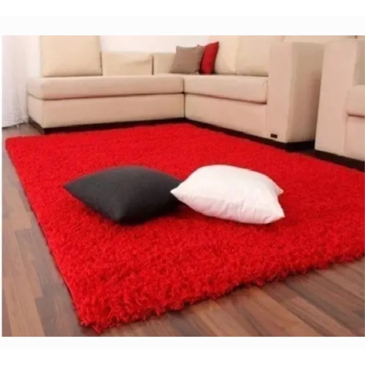 GENERICO - Alfombra peluda tipo Shaggy 180cm x 200cm Rojo