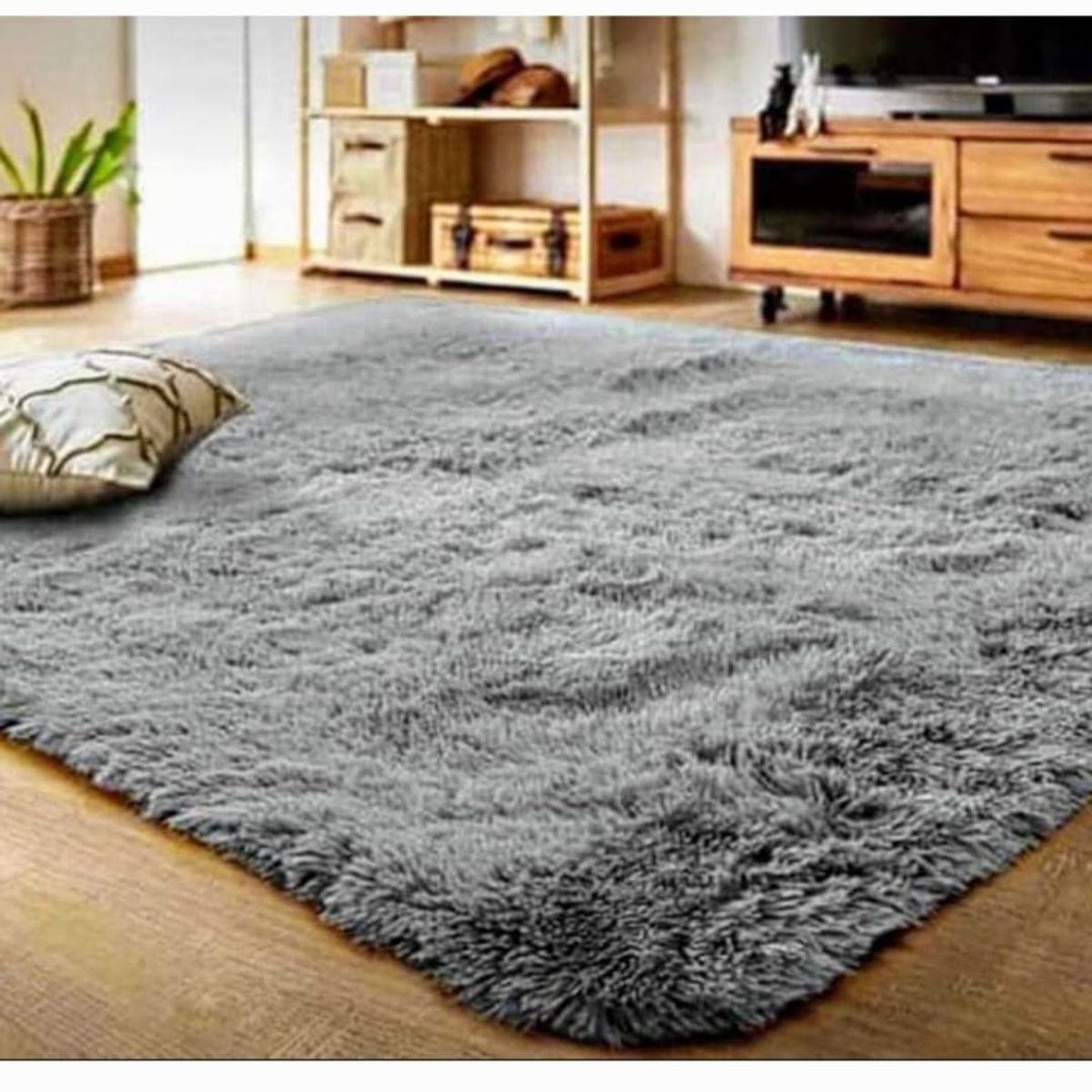 GENERICO - Alfombra peluda tipo Shaggy 240cm x 200cm Gris